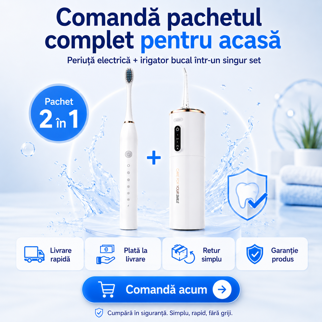 Pachet 2 în 1 - Periuță+Irigator - Rutină Orală Completă