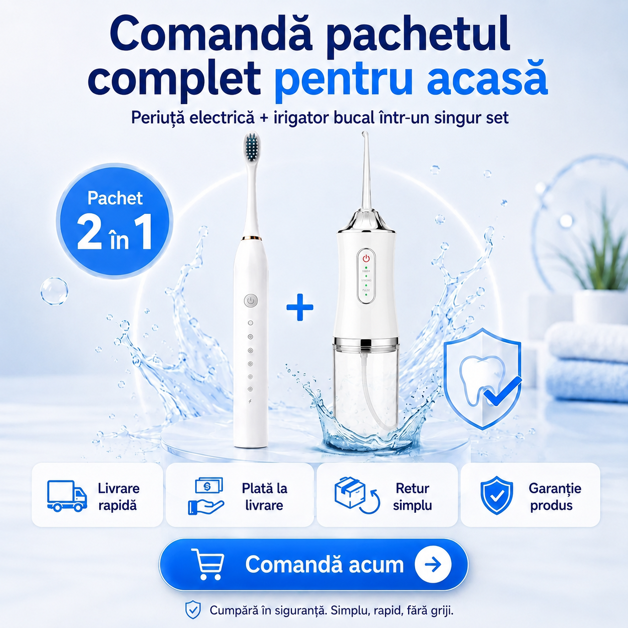 Pachet 2 în 1 - Periuță+Irigator - Rutină Orală Completă