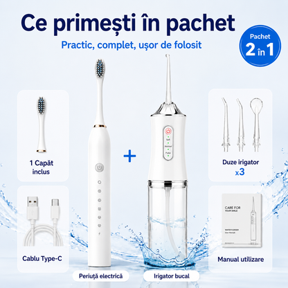 Pachet 2 în 1 - Periuță+Irigator - Rutină Orală Completă