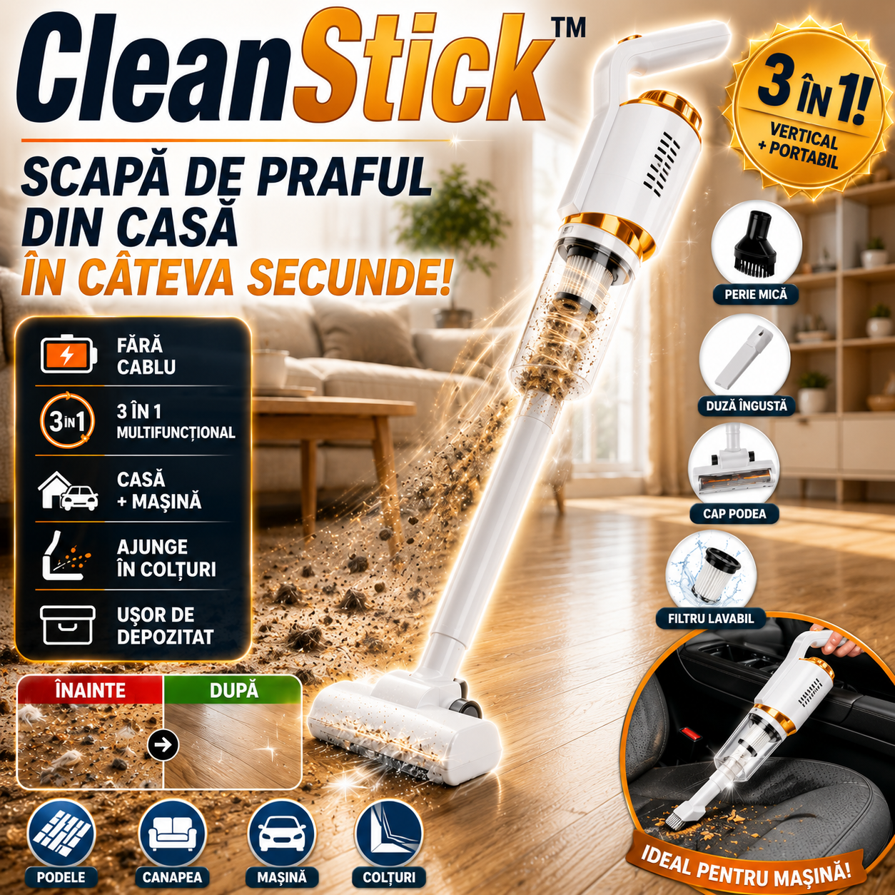 Aspirator Vertical Multifuncțional CleanStick™